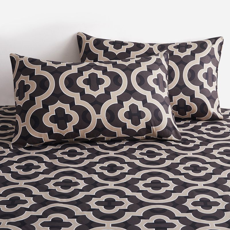 Moroccan Geometric Duvet Cover Set - 3-Piece Nordic Style Bedding With Fitted Sheet (Multiple Sizes, OEKO-TEX Certified)_voghion.com
