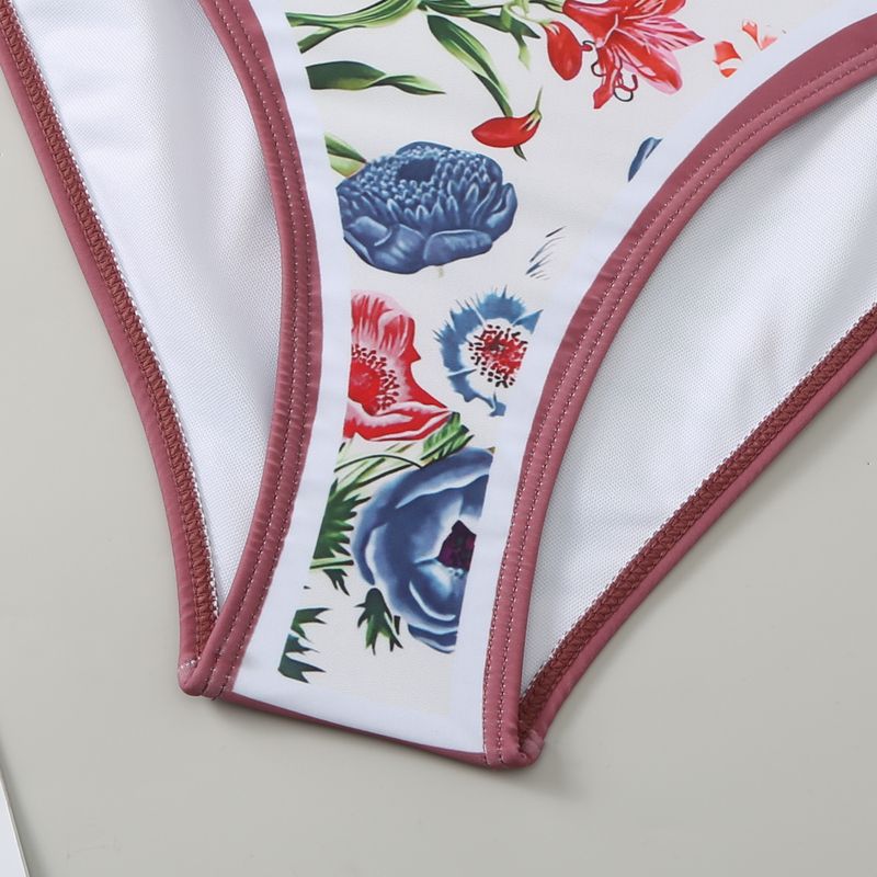 Damenbekleidung Retro Bedruckter Badeanzug Konservativer Einteiler Chiffonbluse Zweiteiliger Badeanzug_voghion.com
