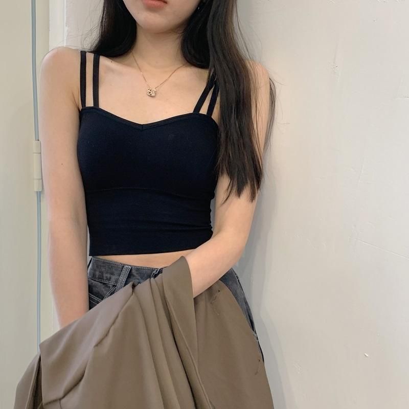 Plus Size Halter Neck Camisole 2022 Spring Summer New For Chubby Women Sexy Niche Outerwear Base Layer Short Style_voghion.com