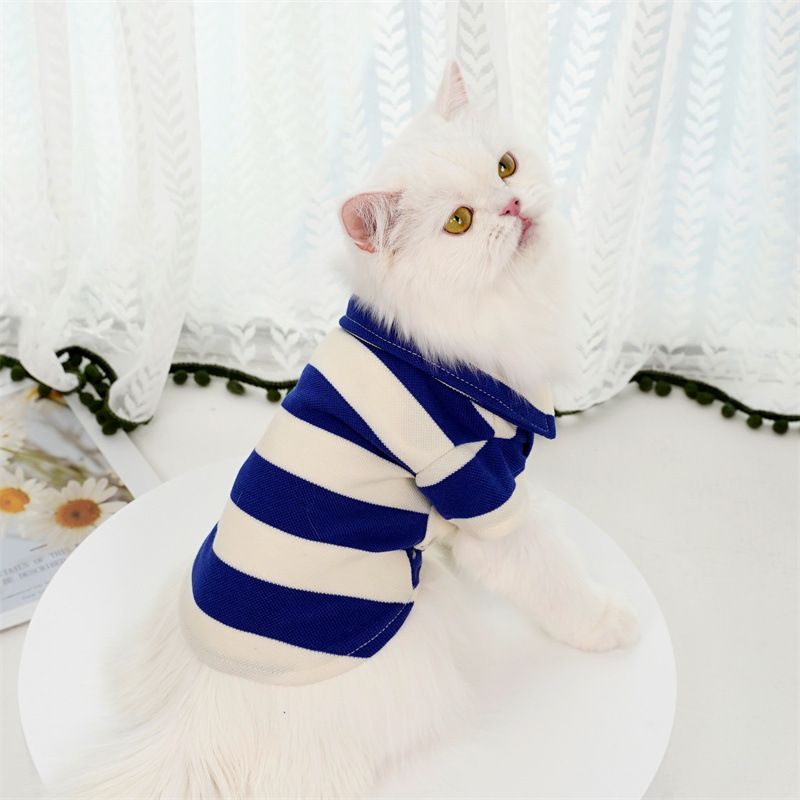 Neue Haustier Sommer gestreiften zweibeinigen Teddy Bitter Bear Katze Hund Kleidung dünn fett Dou Kleidung liefert_voghion.com