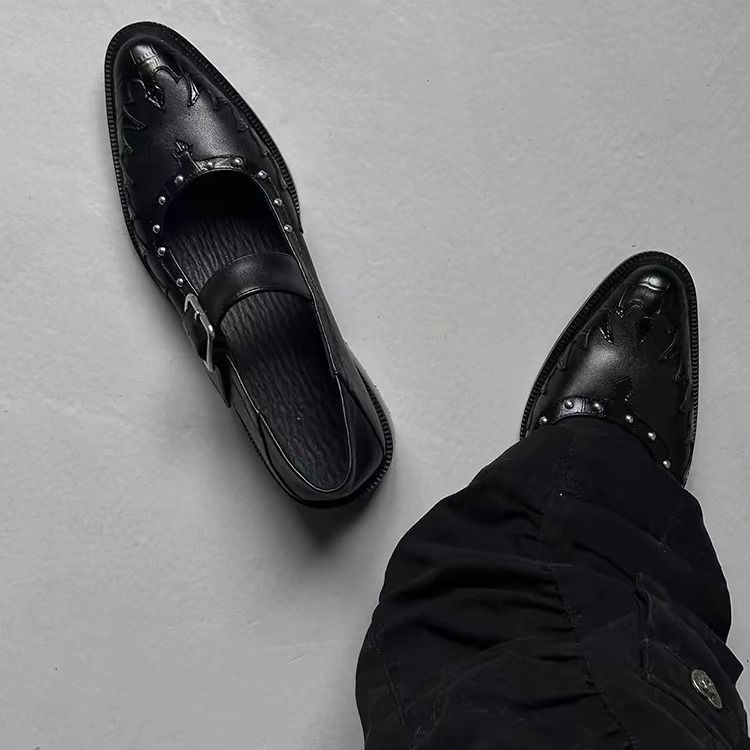 Small Niche Design With Round Toe And Shallow Mouth, Mary Jane Single Shoe, 2025 Summer New Punk Style Dark Small_voghion.com