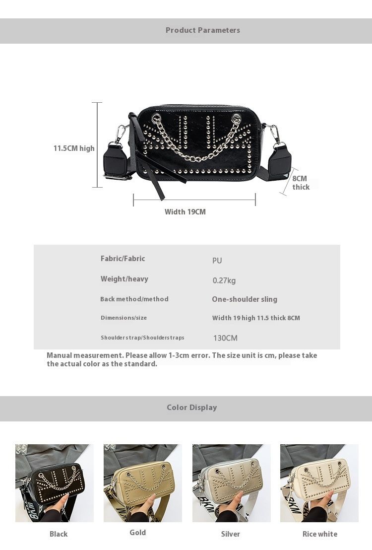 Sac à bandoulière à rivets personnalisé pour femme, nouvelle conception de niche d'été 2024, sac à bandoulière tendance_voghion.com