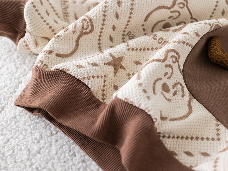 Completo autunnale per bambini - Completo due pezzi con felpa con cappuccio e pantaloncini con stampa di un simpatico orso, abbigliamento casual in morbido cotone per bambini piccoli (80-120 cm)_voghion.com