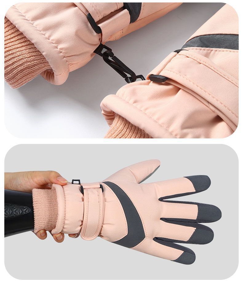 Ski für Damen, Fleecefutter, verdickt, Winterwärme, Touchscreen-kompatibel, Radfahren im Freien, winddicht und wasserdicht,_voghion.com