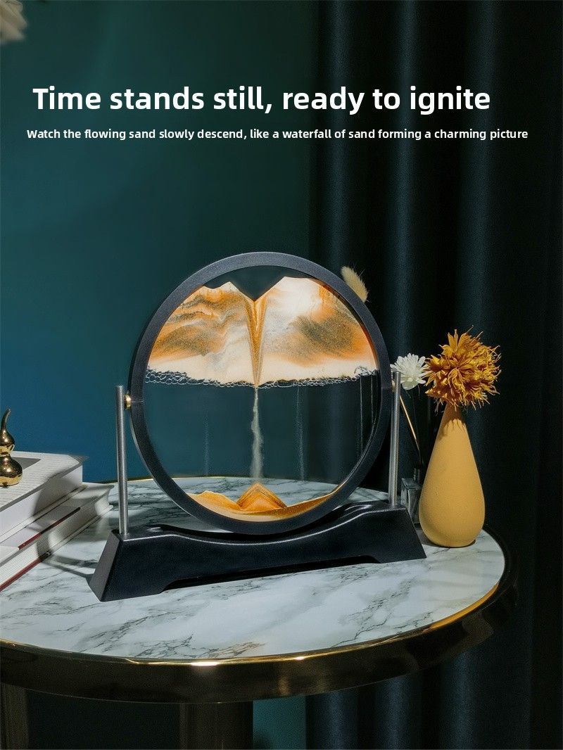 Round 3D Glass Flowing Painting Flip Luxury Home Hourglass Gift Creative Sand Art Craft Desktop Ornament_voghion.com