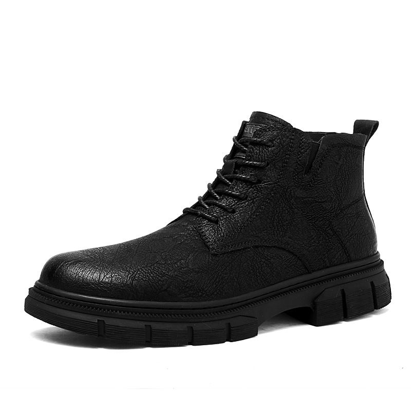 High-Top-Retro-Martin-Stiefel mit dicker Sohle, wasserdichte kurze Stiefel, Outdoor-Werkzeugstiefel, erhöhte Herrenschuhe_voghion.com