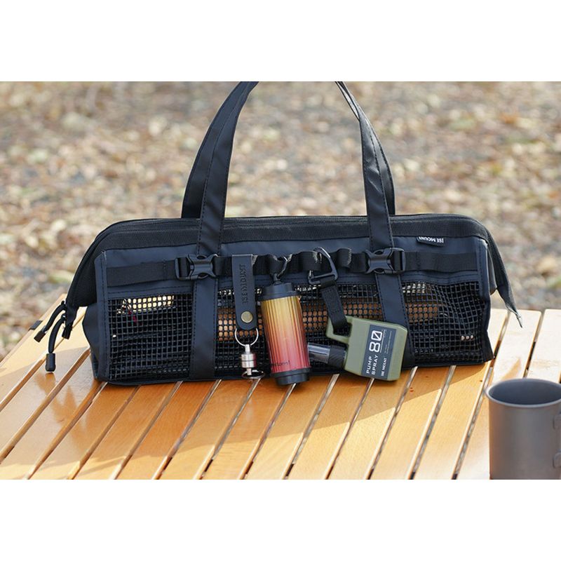 ISE MOUNT Heavy-Duty Mesh Gear Bag - Oversized Camping Storage Organizer For Tent Stakes, Tools & Equipment | Reinforced Rubber Handle & Durable_voghion.com