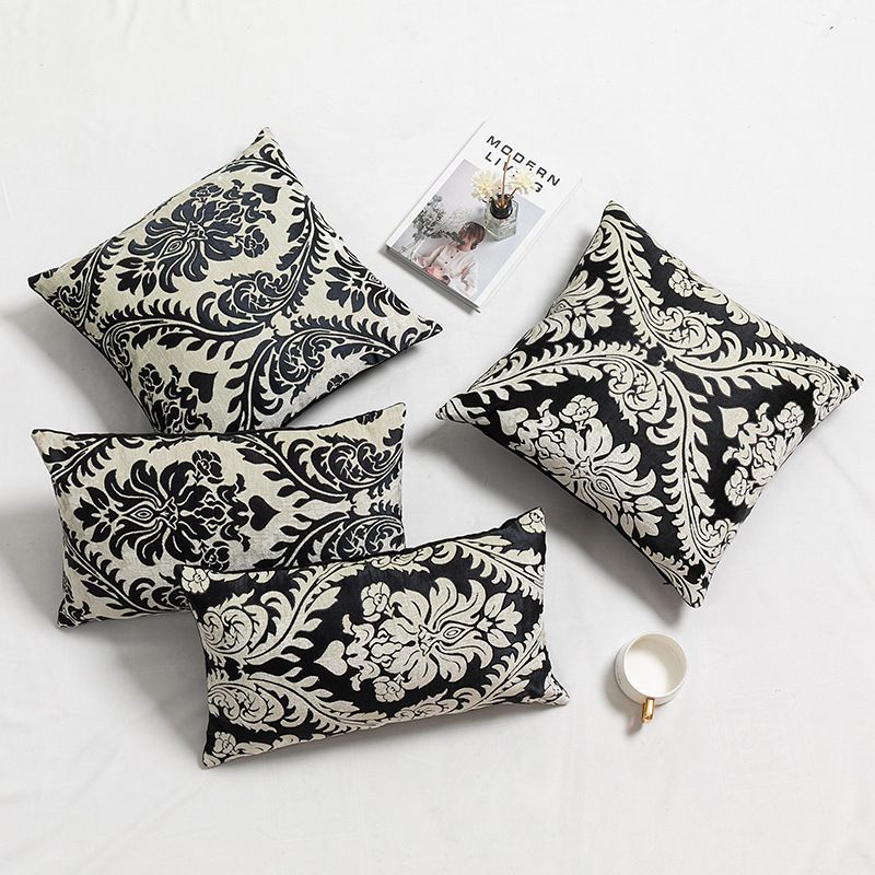 Nuovo modello di cuscino in jacquard con fiori a foglia, cuscino per divano, cuscino per comodino_voghion.com