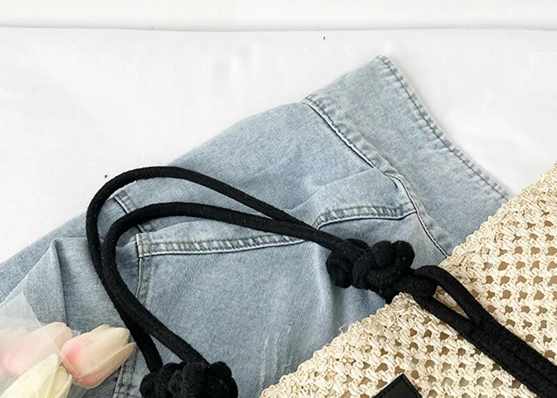 Borse da spiaggia in paglia intrecciata casual estive di grande capacità Borsa a tracolla da donna fatta a mano Borse da viaggio da donna Shopper in rattan_voghion.com