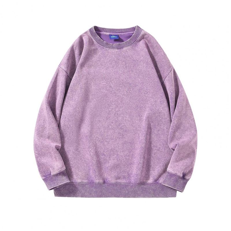 Unisex-Baumwolloberteil, lockerer Pullover, Used-Design, Rundhalsausschnitt mit elastischen Bündchen und Saum, Sweatshirt für Urlaub, Arbeit und Sport_voghion.com