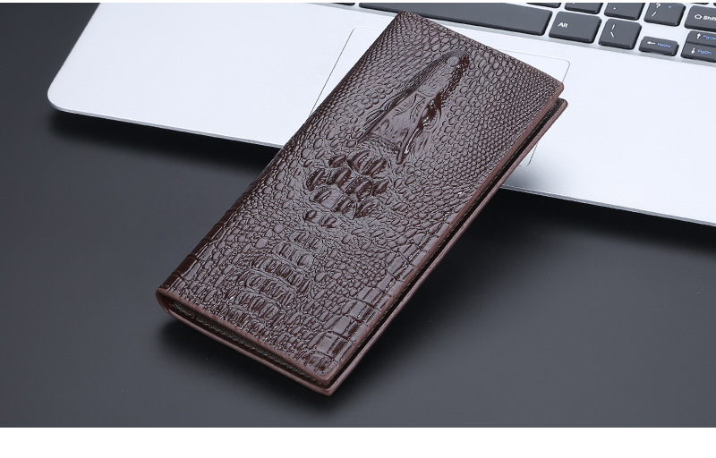 Baellerry Men's Long Crocodile Head Multi Card Zipper Handbag Business Thin Wallet_voghion.com