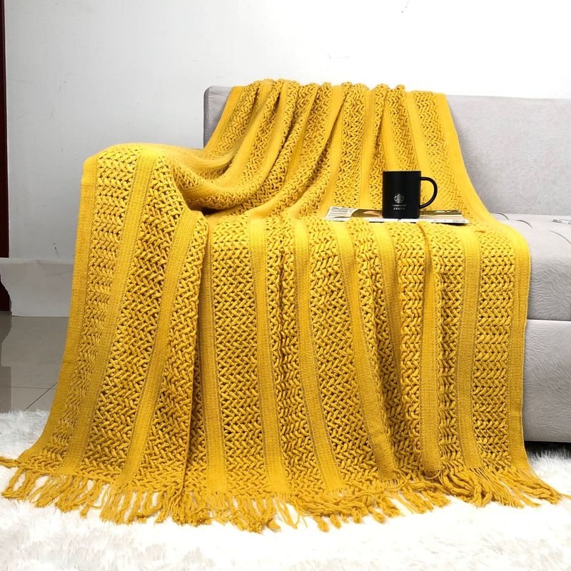 Cable Knit Throw Blanket - Nordic Geometric Design Acrylic Blanket For Sofa, Bed & Decor, 500g-700g, Multiple Colors & Sizes_voghion.com