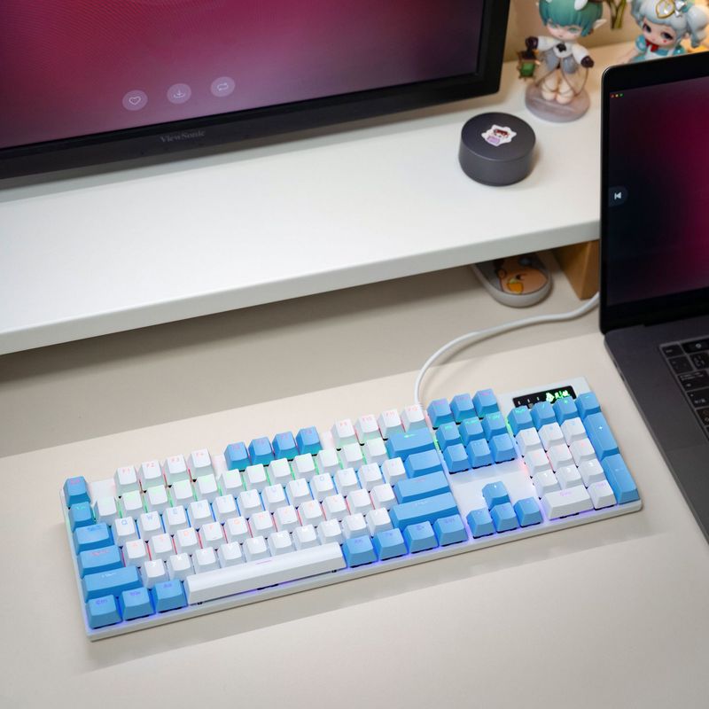 Keyboard Designer Ling Key Real Mechanical Keyboard Wired 87/104 Key Luminous Green And Black Tea Shaft Wired Keyboard_voghion.com
