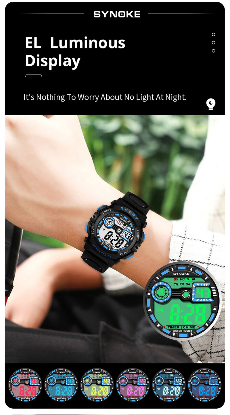 Ηλεκτρονικό φοιτητικό ρολόι αθλητικό αδιάβροχο αγόρι σταθερό spot ζωντανή μετάδοση σχολική σεζόν αθλητικό ρολόι ανδρικό φωτεινό πολύχρωμο_voghion.com