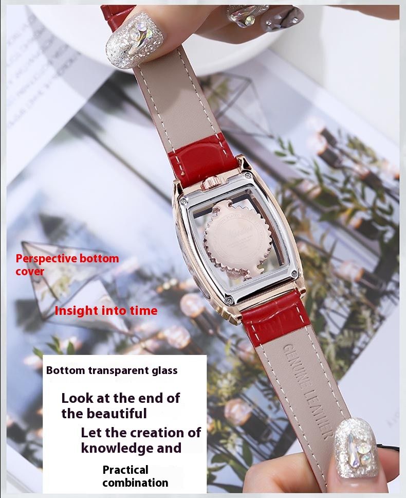 Wine Bucket Time Running naiste teemantkomplektiga võrgust punane trend pöörlev kvartsist moekell_voghion.com