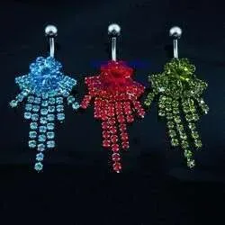 YYJFF D0042 Bauchnabelpiercing in 3 Farben, stylisch, 6-Knopf-Piercing, Körperschmuck, Anhänger, modischer Charme_voghion.com