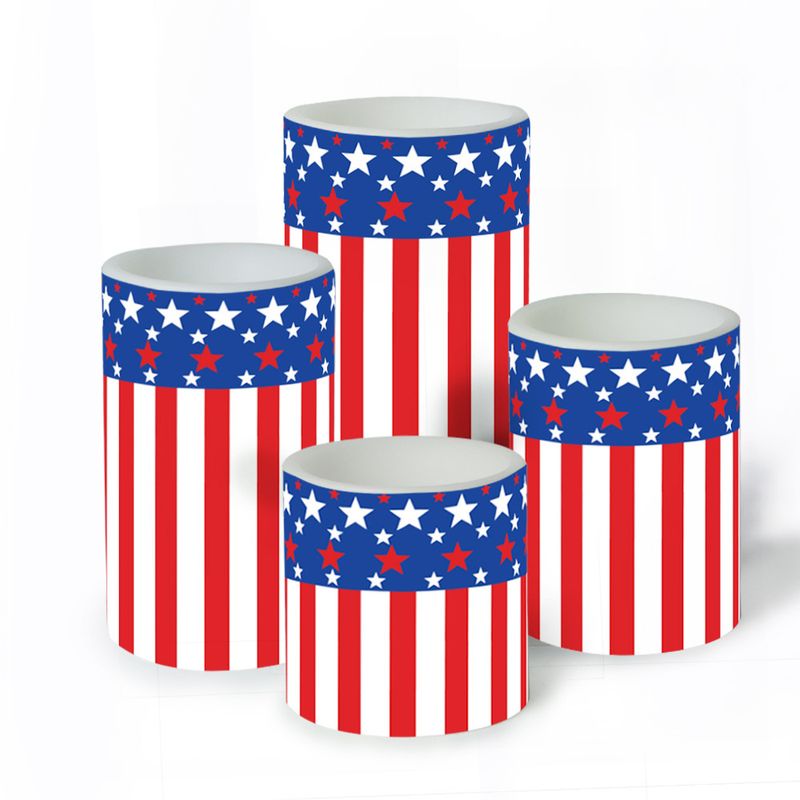 4 Piece Set Of Printed DIY Layout Candle Glow Theme Party Decoration LED Electronic Candle Light Festival Light Up_voghion.com