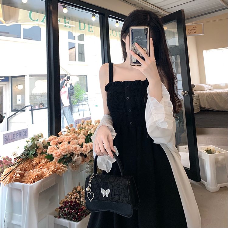 Robe deux pièces en mousseline de soie pour femme, grande taille, tenue d'été, slim, protection solaire_voghion.com