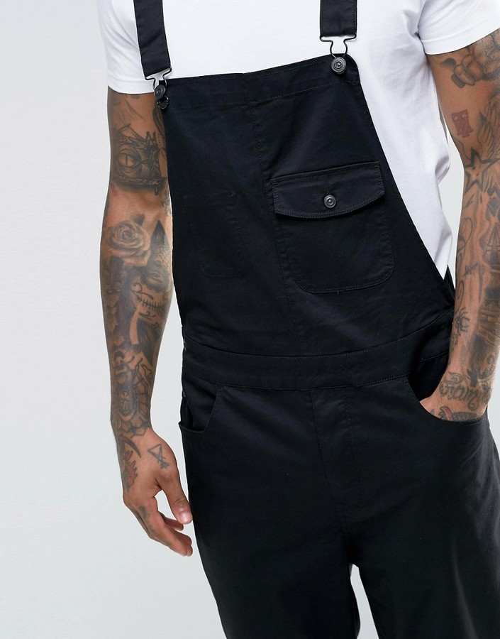 New denim overalls slim fit men's trousers overalls_voghion.com