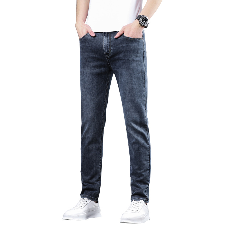 Netwerk 2023 Zomer Dunne denim jeans slim fit en veelzijdig voor heren, kleine rechte pijp elastische oversized broek_voghion.com