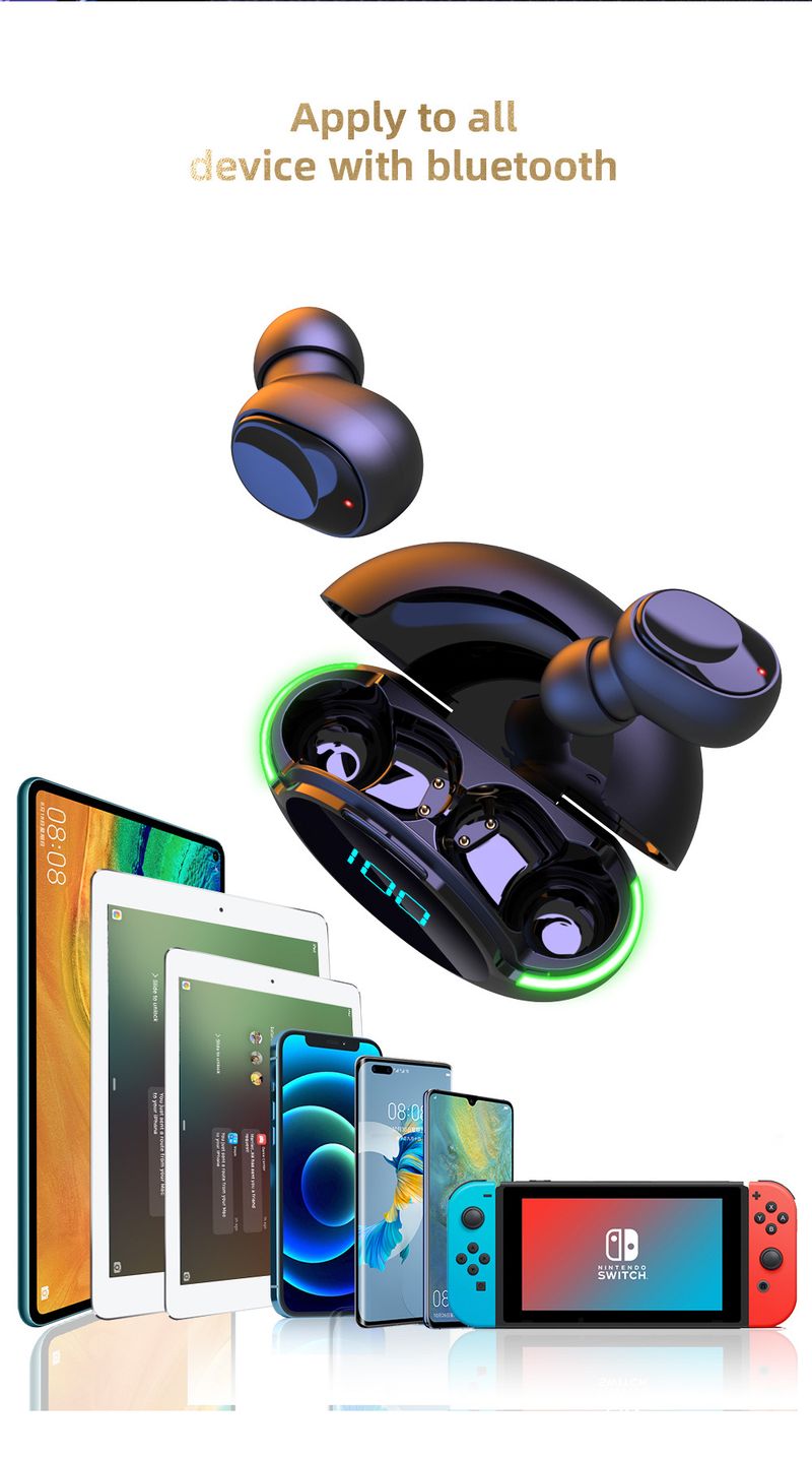 Y80 New Bluetooth Earphones Tws Wireless Sports Running Waterproof Noise Reduction Gaming Esports Mobile Digital Display_voghion.com