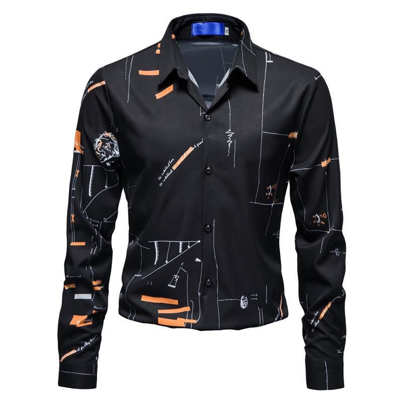 Sommer dünnes Herrenhemd lockeres britisches Business-Casual-Ruffian-Trend-Druckmuster langärmeliges Hemd zum Außentragen_voghion.com
