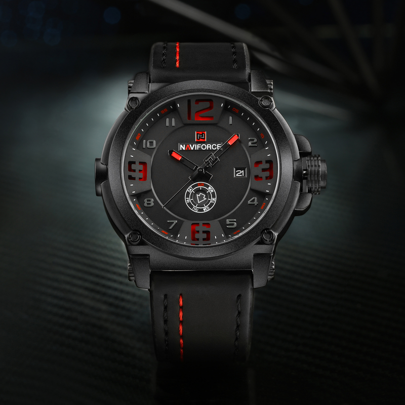 NAVIFORCE Leading 9099 Calendar Men's Waterproof Quartz Belt Watch_voghion.com