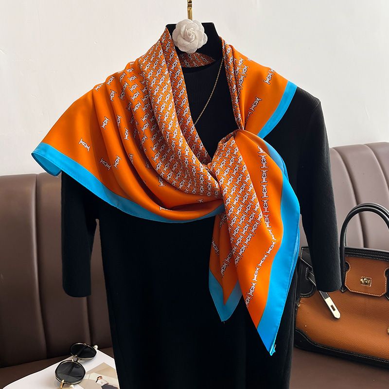 Seta Primavera Autunno Nuova moda Twill 90 Sciarpa quadrata grande da donna Edizione coreana Decorazione versatile con camicie,_voghion.com