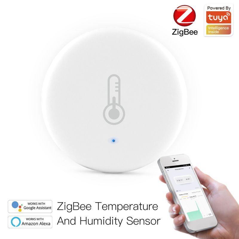 Tuya Zigbee Capteur de température et d'humidité Passerelle sans fil Hub APP/Télécommande Fonctionne avec Alexa Google Assistant_voghion.com