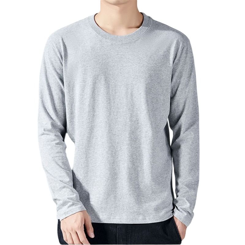 T Shirt For Men Cotton Long Sleeve T-shirts Solid Color Men's Clothing Full Length Sleeve For Spring And Autumn Undershirts_voghion.com