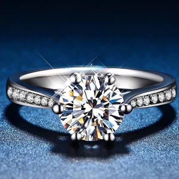 Mosang Nude Stone Diamond Anello da donna in argento placcato in platino con zirconi, semplice anello a sei griffe_voghion.com