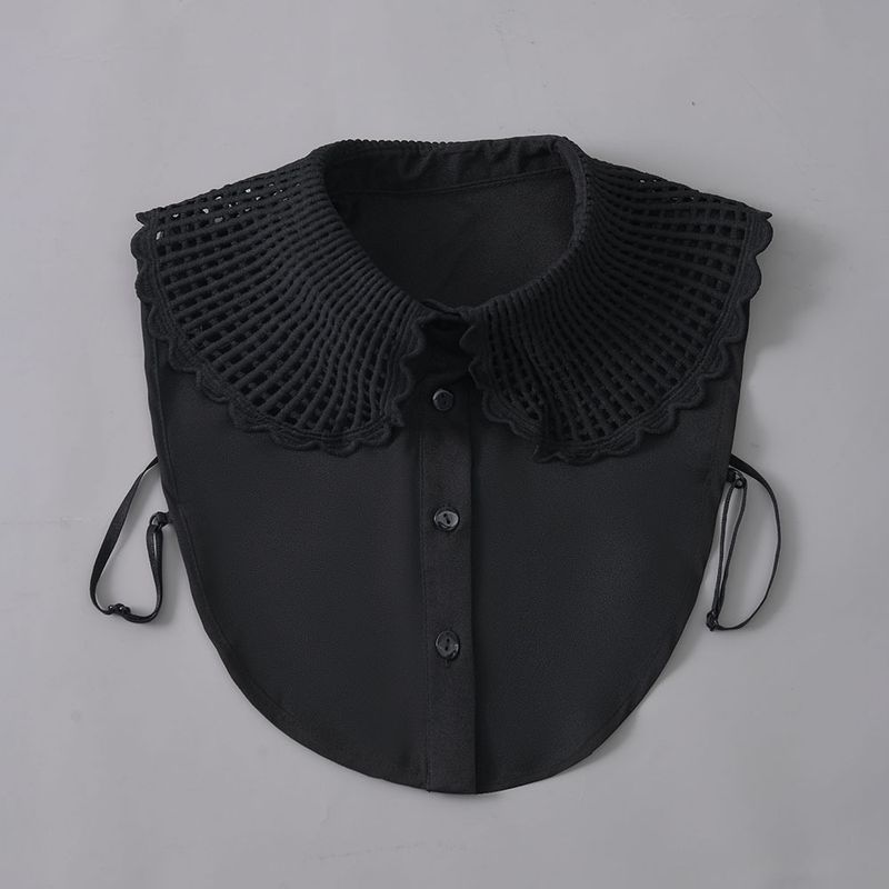 Eenvoudige Lotus Schouder Jacquard High-end Dames Veelzijdige Decoratieve Stand Zuiver Katoenen Kraag_voghion.com