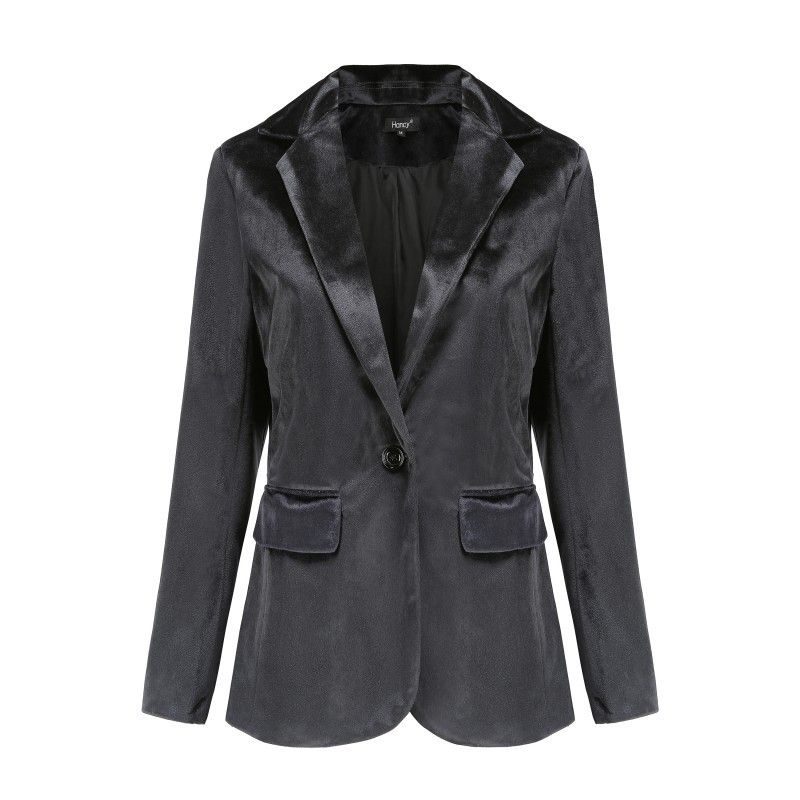 Top da pendolare verde scuro con giacca in velluto a un bottone, popolare in autunno e inverno 2025 per le donne_voghion.com