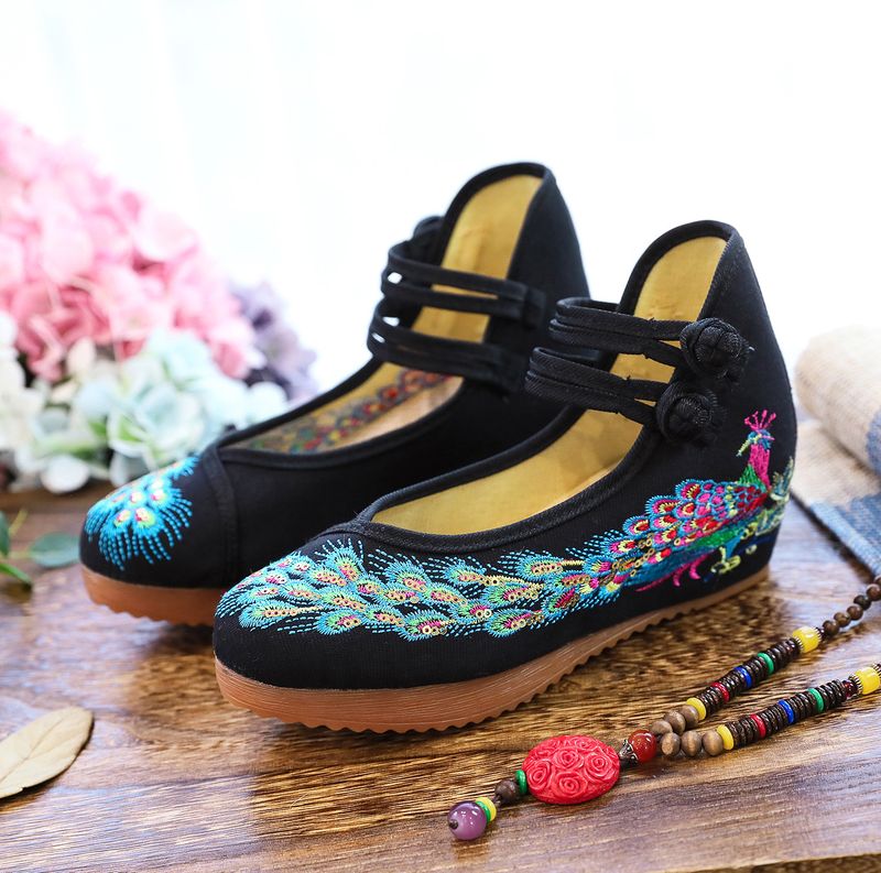 High Heels, einzelne Schuhstollen, Kuhsehnensohlen, bestickte Stoffschuhe für Damen, lässige Tanzschuhe_voghion.com