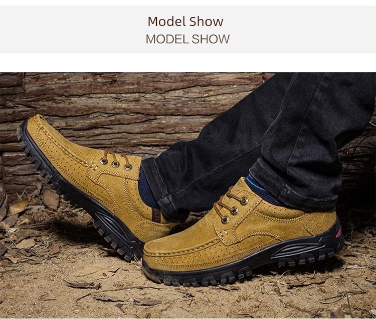 Genuine Leather Spring And Autumn Leisure Camel Shoes For Men_voghion.com