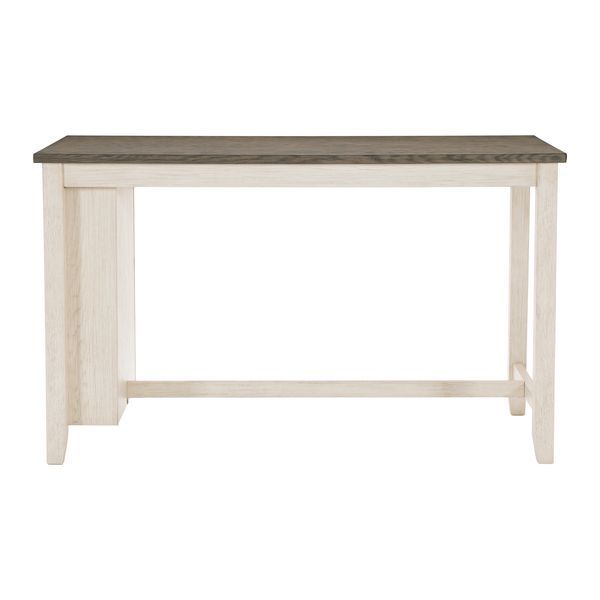 Modern Antique White And Rosy Brown 1pc Counter Height Table With Built-in Shelves Wooden Multifunctional Kitchen Dining Room Furniture_voghion.com