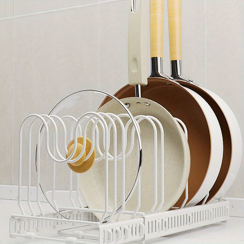 1pc Pot Rack Organizer, Telescopic Pots And Pans Organizer For Kitchen Organization And Storage, Removable Pot Lid Holders And Pan Rack_voghion.com
