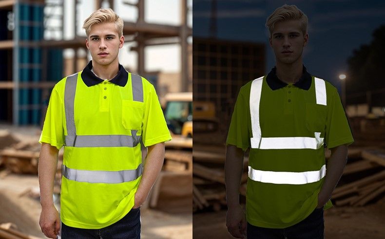 Herrkläder Hetsäljande reflekterande T-shirt med punkttryck, teknik, konstruktion, nattljus, hög ljusstyrka, andningsbar pikétröja, herr, sommar_voghion.com