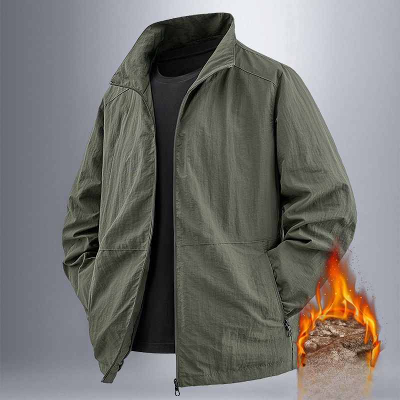 Giacca con colletto rialzato, nuova giacca invernale casual impermeabile foderata in pile, abbigliamento da uomo alla moda 2024_voghion.com