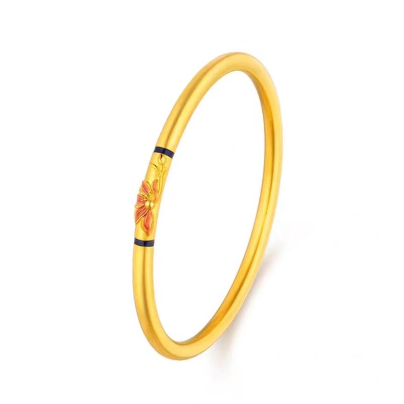 Braccialetto Gardenia sabbia oro smalto artigianale rame placcato oro anello gardenia aperto gioielli da donna completo_voghion.com