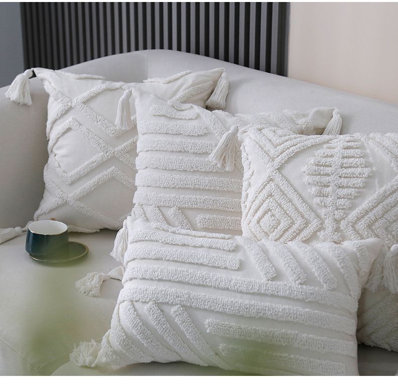 Modernes, minimalistisches Kissenbezug-Set – geometrisches und gestreiftes Design, Poly-Baumwoll-Mischgewebe, waschbarer Kissenbezug für Sofa/Bett (30 x 50 cm und 45 x 45 cm, ohne Einsatz)_voghion.com