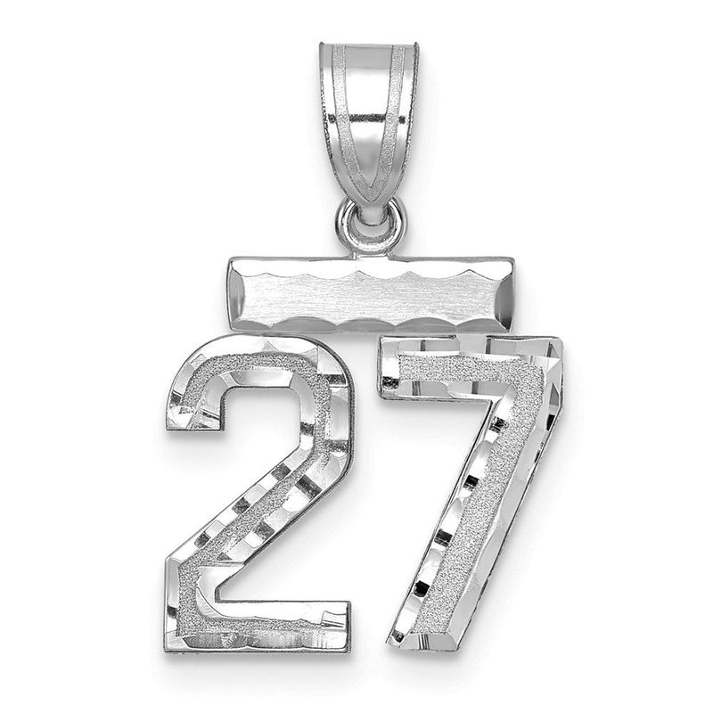 14kw Small Brushed Diamond-cut Number 27 Charm_voghion.com