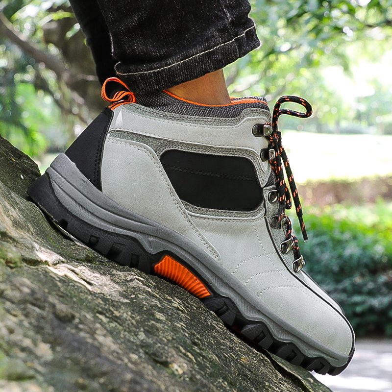 Stivali alti da uomo, comodi, casual, con lacci, antiscivolo, scarpe da trekking da uomo, resistenti, traspiranti, con suola spessa, stivaletti da uomo_voghion.com