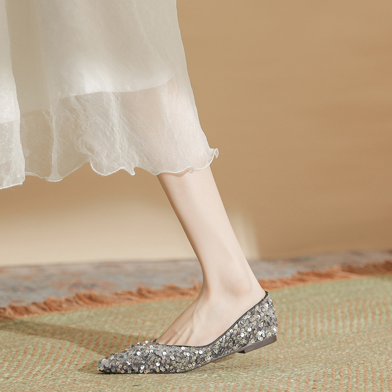 H567-1 Glänzende Pailletten, flache, lässige, vielseitige Loafer mit weicher Sohle, High-End-Design-Schuhe für Damen_voghion.com