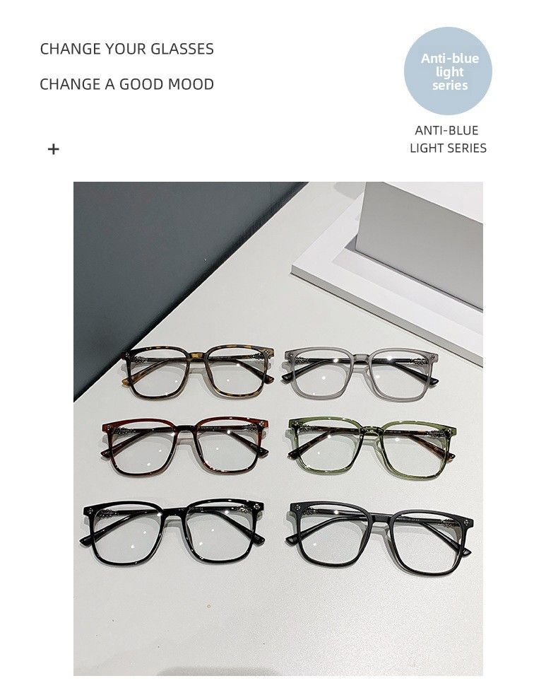 Ultra-light Retro Square Anti-blue Myopia Glasses Internet Celebrities Plain All-match Flat Glasses Finished Myopia Glasses Frame_voghion.com