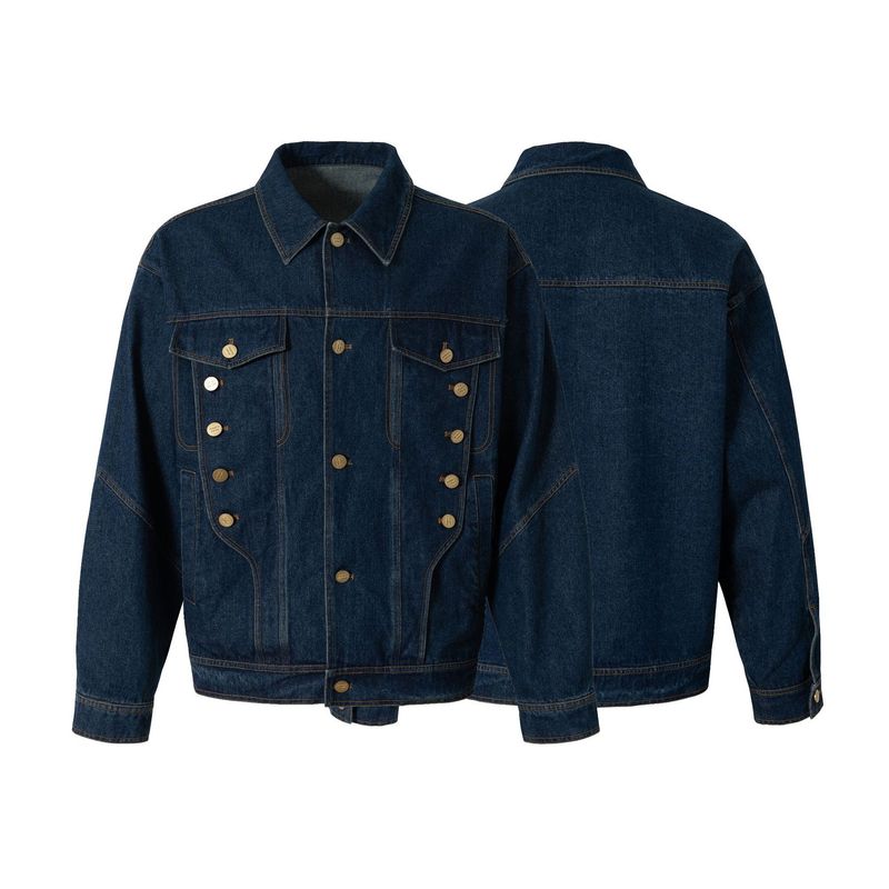 Eon Modish 25 Herbst Neue Amerikanische Mode High Street Metall Stud Verziert Denim Jacke Mantel_voghion.com