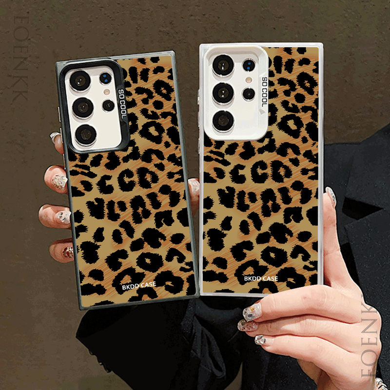 Leopardendruck Laser Hart Telefonshülle Fir Samsung Galaxy S25/S24/S23/S22/S21Ultra/Plus/FE/A25/A34/A54 Waasserdicht Stylescht Design_voghion.com