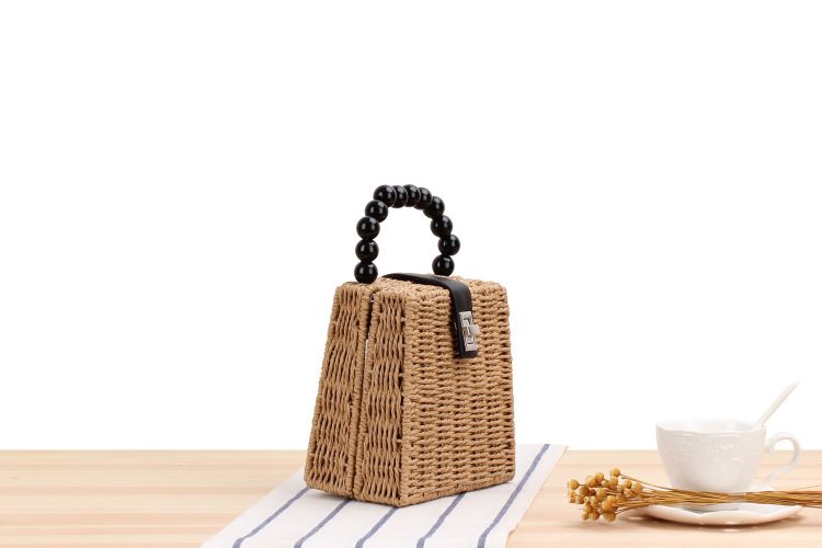 Borsa da spiaggia in stile pastorale con tracolla singola in paglia da donna_voghion.com