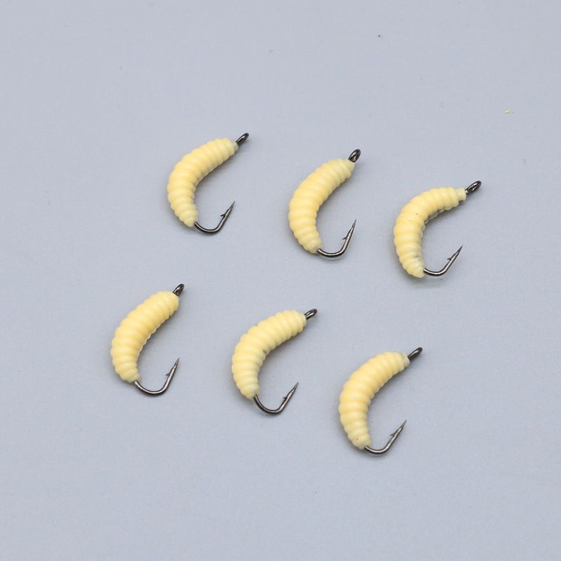 Lure With Hook Bread Worm 20mm 0.45g Bionic Hooked Maggot Soft Bait Set_voghion.com