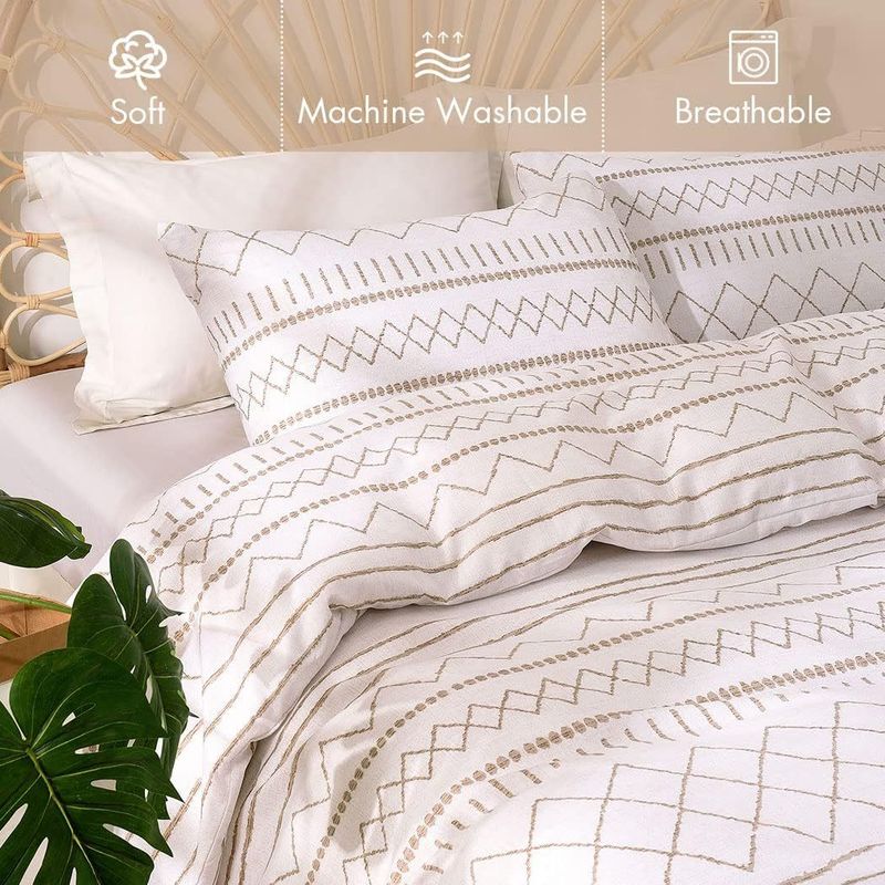 Set di biancheria da letto con trapunta geometrica semplice e stampa spazzolata, tre pezzi_voghion.com